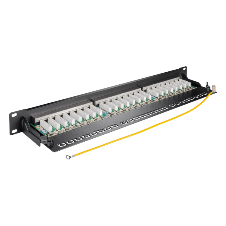 PP-19-C6a-ZW 19"patchpanel - 1U met 24 Cat 6a poorten - 10 Gbit - Zwart - Shielded