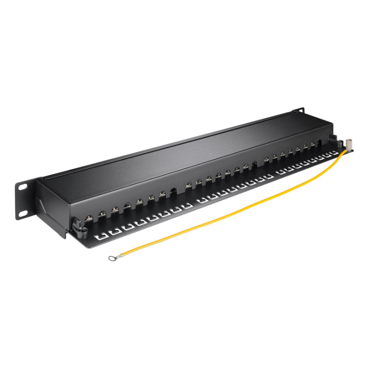 PP-19-C6a-ZW 19"patchpanel - 1U met 24 Cat 6a poorten - 10 Gbit - Zwart - Shielded