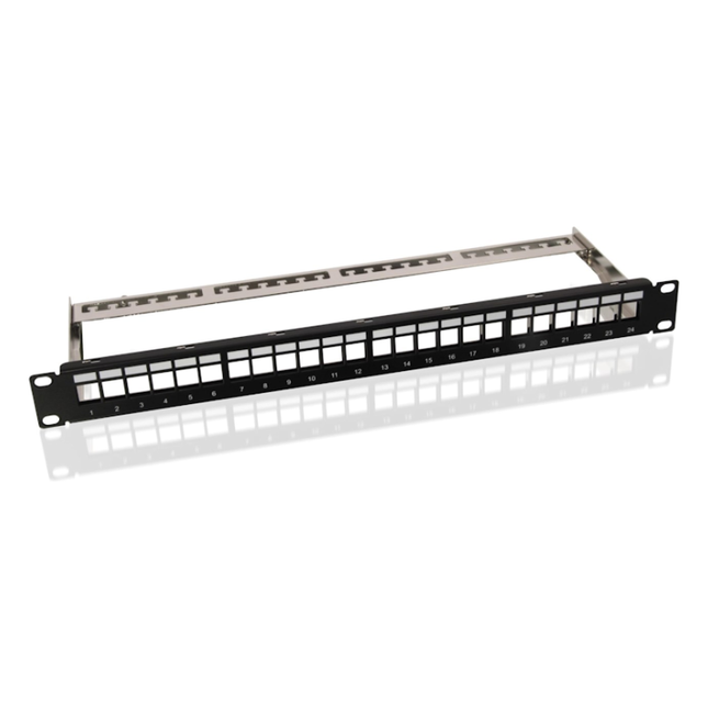 PP-19-KS-ZW 19"patchpanel - 1U voor 24 keystones - Zwart - Unshielded
