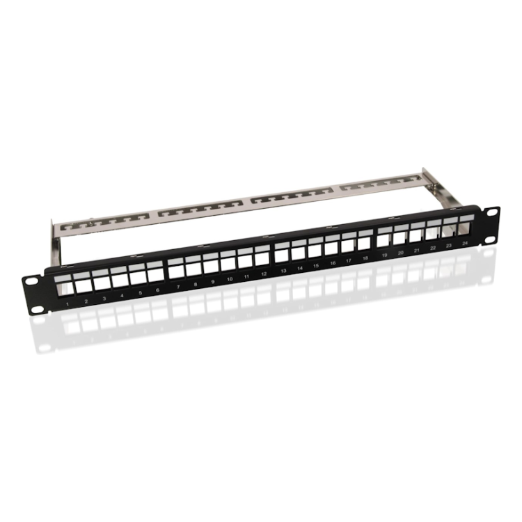 PP-19-KS-ZW 19"patchpanel - 1U voor 24 keystones - Zwart - Unshielded
