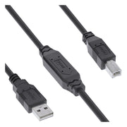 15 meter - Actieve USB 2.0 kabel USB-A naar USB-B - zwart
