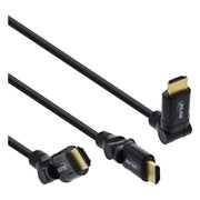 2 meter InLine HDMI High Speed kabel met Ethernet - flexibele haakse HDMI-A male naar male - Zwart - Koper