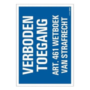 PU-1272300082 PickUp bord verboden toegang voor onbevoegden - Blauw / Wit - 23x33 cm