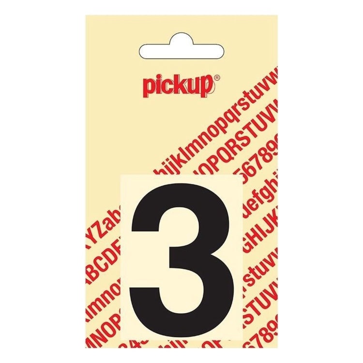 PU-312020603 PickUp sticker - Plakcijfer nummer 3 - Helvetica - Zwart - 60 mm