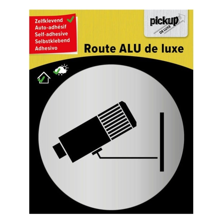 PU-3901008009 Pickup bordje burshed alu camerabewaking - Rond - diameter 80 mm