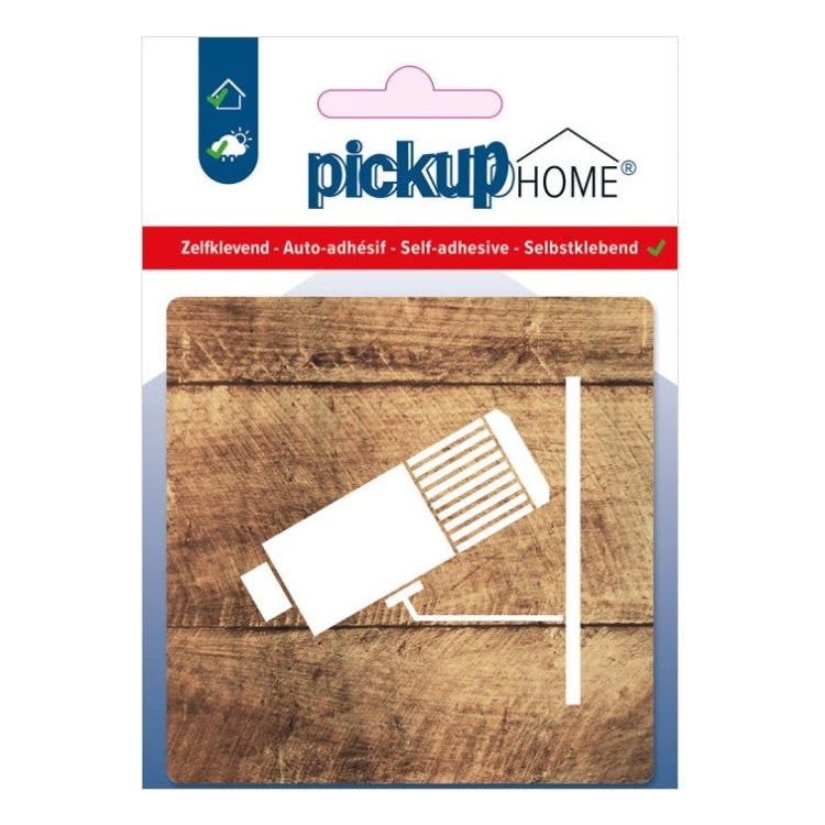 PU-4219090105 Pickup Route Acryl bordje camerabewaking - Hout - 9x9 cm