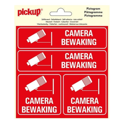 PU-P168-15-4 PickUp sticker - Camerabewaking  - 4 op 1-  15x15 cm