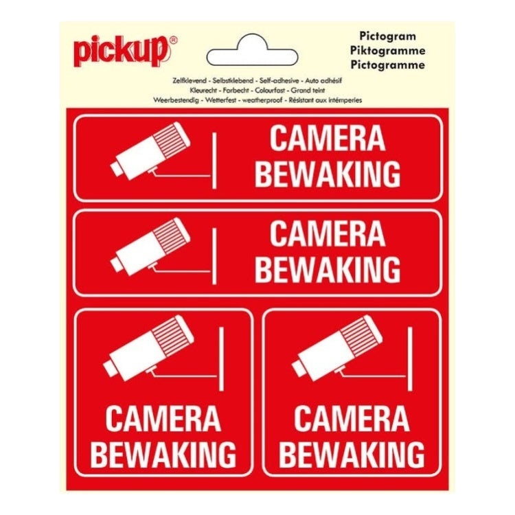 PU-P168-15-4 PickUp sticker - Camerabewaking  - 4 op 1-  15x15 cm