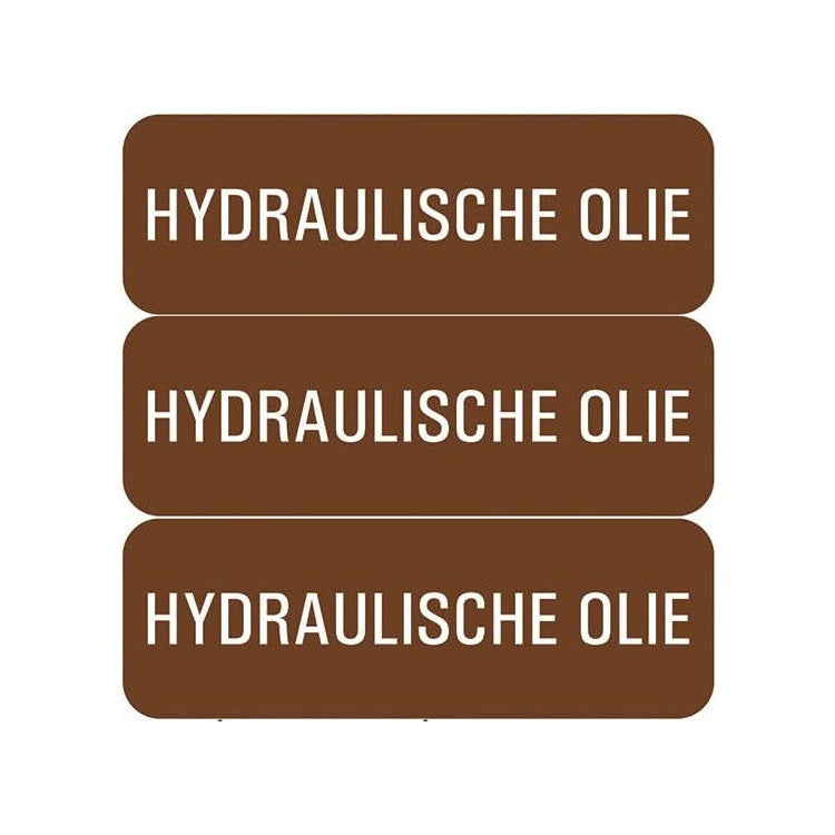 PU-P255 PickUp sticker - 3x bruine sticker met hydraulische olie - 10x3,3 cm