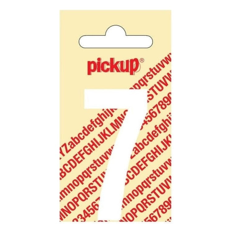 PU-WT-60mm-7 PickUp sticker - Plakcijfer 7 - Nobel - Wit - 60 mm