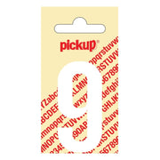 PU-WT-60mm-9 PickUp sticker - Plakcijfer 9 - Nobel - Wit - 60 mm