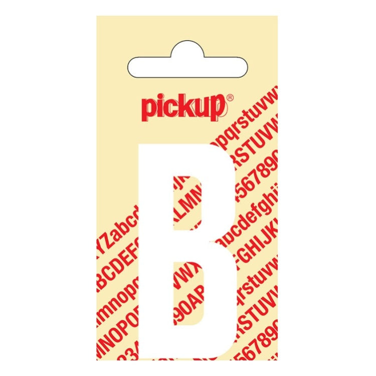 PU-WT-60mm-B PickUp sticker - Plakletter  B - Nobel - Wit - 60 mm