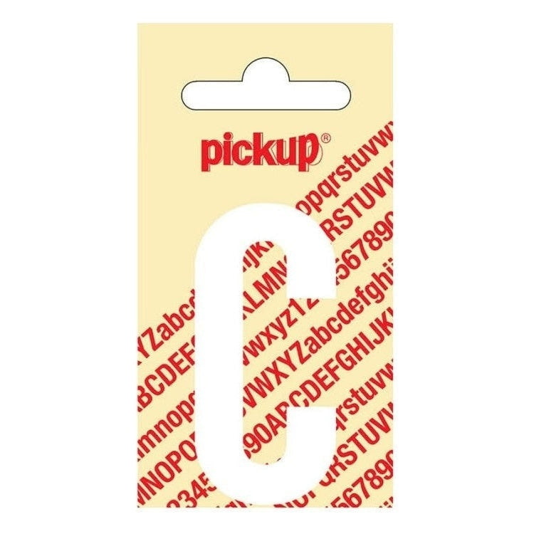 PU-WT-60mm-C PickUp sticker - Plakletter  C - Nobel - Wit - 60 mm