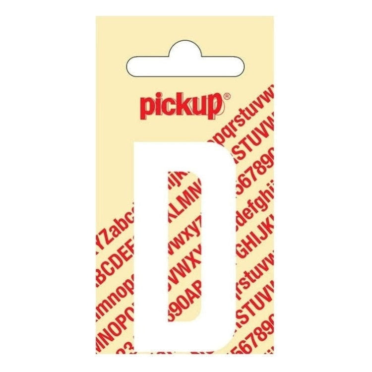 PU-WT-60mm-D PickUp sticker - Plakletter  D - Nobel - Wit - 60 mm