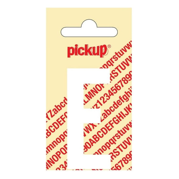 PU-WT-60mm-E PickUp sticker - Plakletter  E - Nobel - Wit - 60 mm