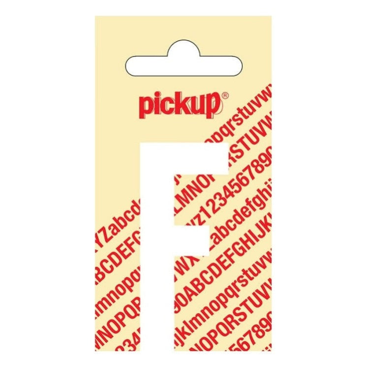 PU-WT-60mm-F PickUp sticker - Plakletter  F - Nobel - Wit - 60 mm