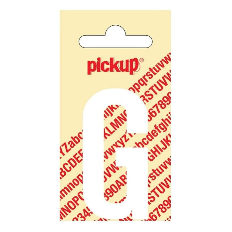 PU-WT-60mm-G PickUp sticker - Plakletter  G - Nobel - Wit - 60 mm