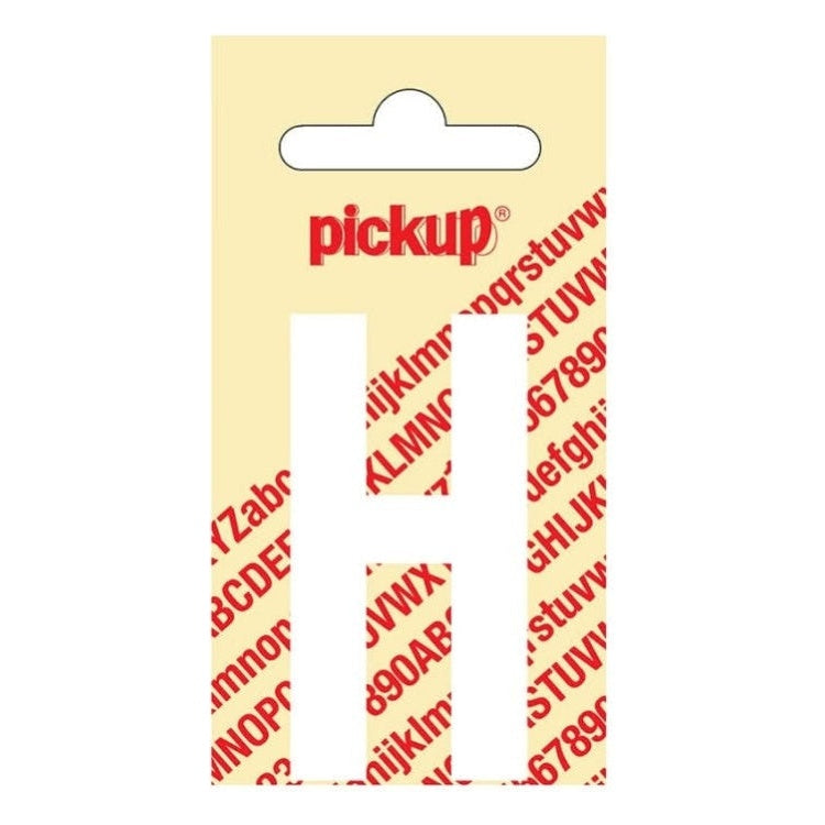 PU-WT-60mm-H PickUp sticker - Plakletter  H - Nobel - Wit - 60 mm