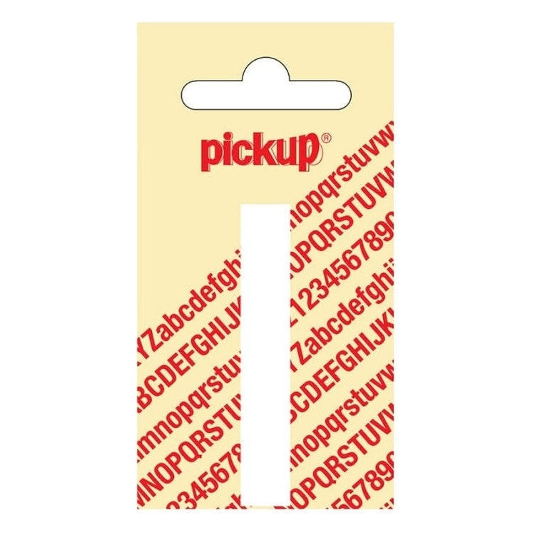 PU-WT-60mm-I PickUp sticker - Plakletter  I - Nobel - Wit - 60 mm
