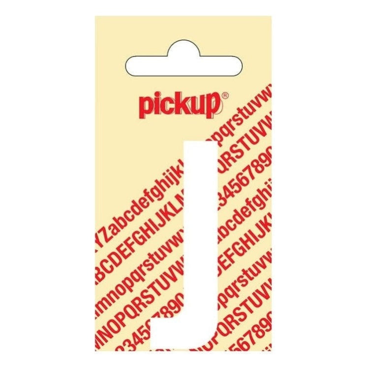 PU-WT-60mm-J PickUp sticker - Plakletter  J - Nobel - Wit - 60 mm