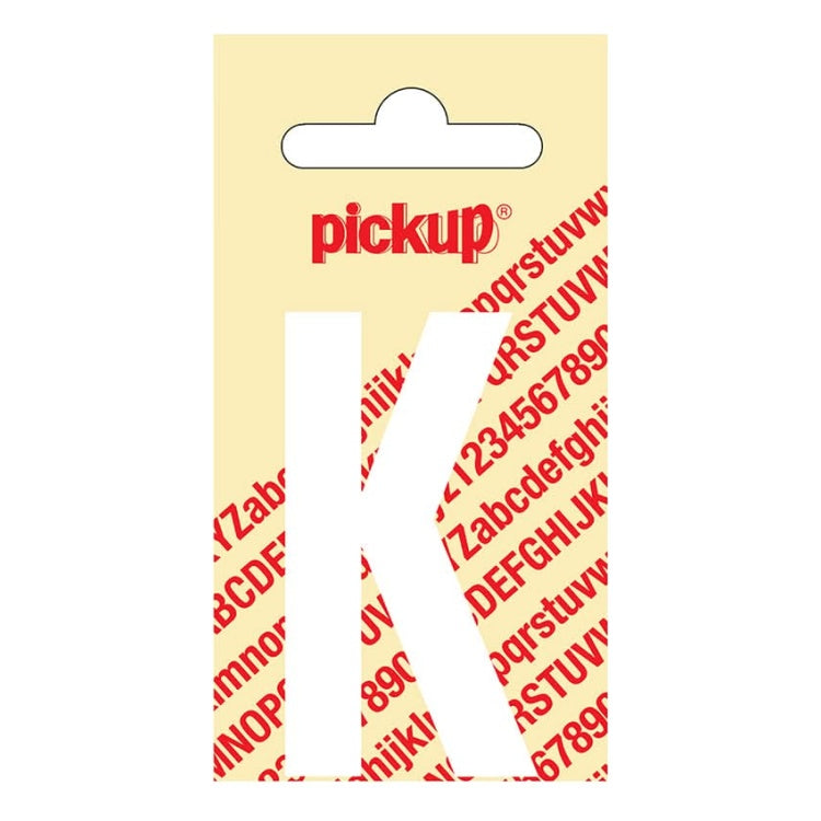 PU-WT-60mm-K PickUp sticker - Plakletter  K - Nobel - Wit - 60 mm