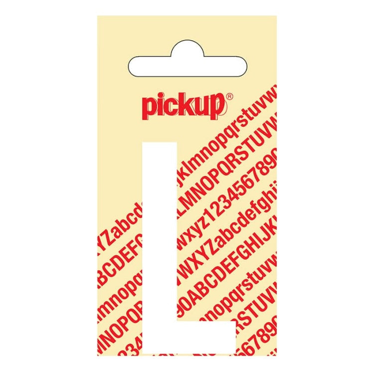 PU-WT-60mm-L PickUp sticker - Plakletter  L - Nobel - Wit - 60 mm