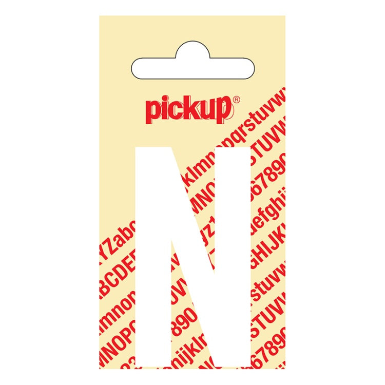 PU-WT-60mm-N PickUp sticker - Plakletter  N - Nobel - Wit - 60 mm