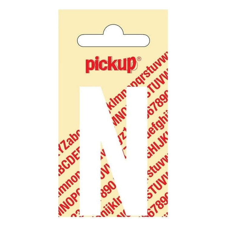 PU-WT-60mm-N PickUp sticker - Plakletter  N - Nobel - Wit - 60 mm