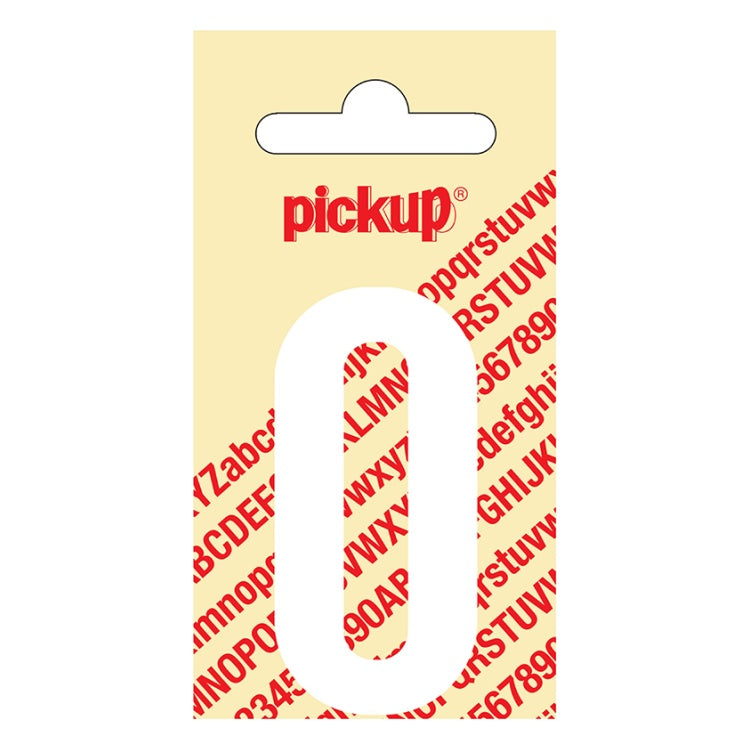 PU-WT-60mm-O PickUp sticker - Plakletter  O - Nobel - Wit - 60 mm