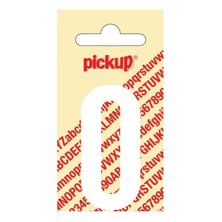 PU-WT-60mm-O PickUp sticker - Plakletter  O - Nobel - Wit - 60 mm