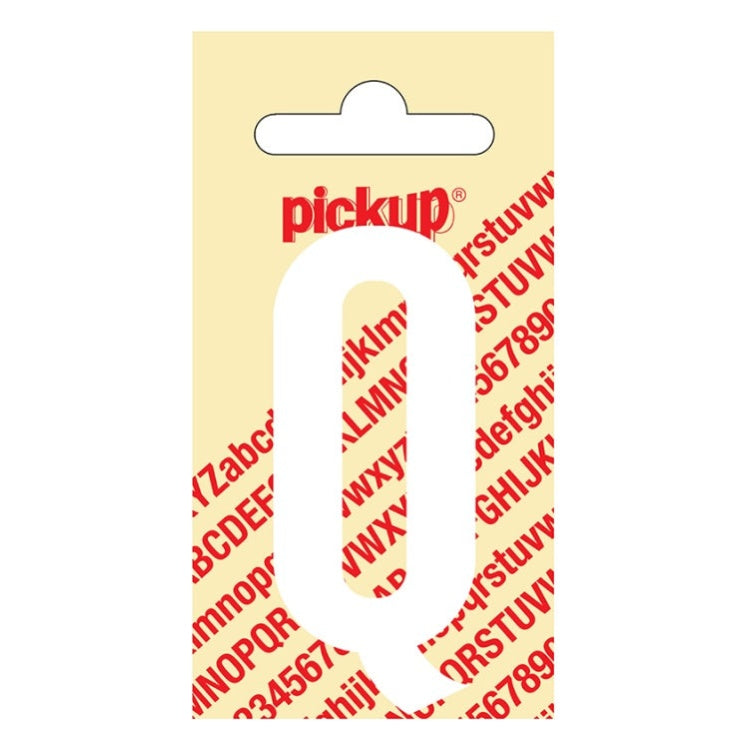 PU-WT-60mm-Q PickUp sticker - Plakletter  Q - Nobel - Wit - 60 mm