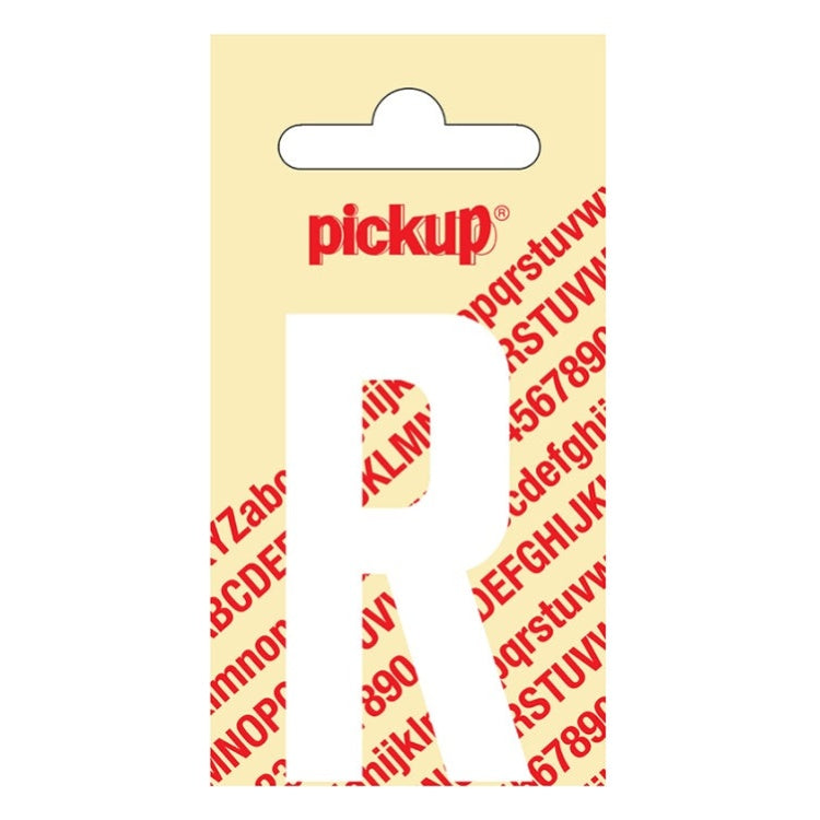 PU-WT-60mm-R PickUp sticker - Plakletter  R - Nobel - Wit - 60 mm