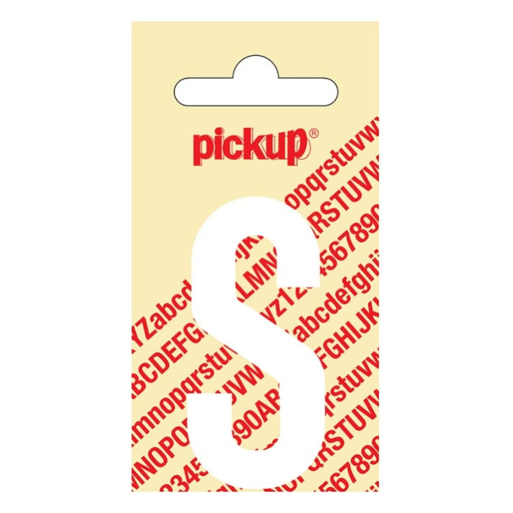 PU-WT-60mm-S PickUp sticker - Plakletter  S - Nobel - Wit - 60 mm