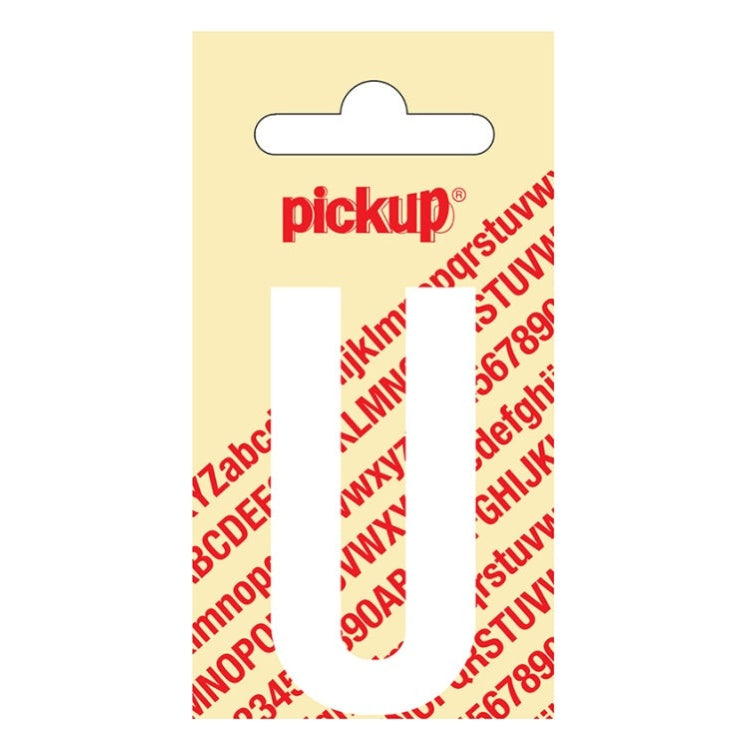 PU-WT-60mm-U PickUp sticker - Plakletter  U - Nobel - Wit - 60 mm