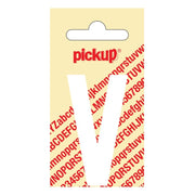 PU-WT-60mm-V PickUp sticker - Plakletter  V - Nobel - Wit - 60 mm