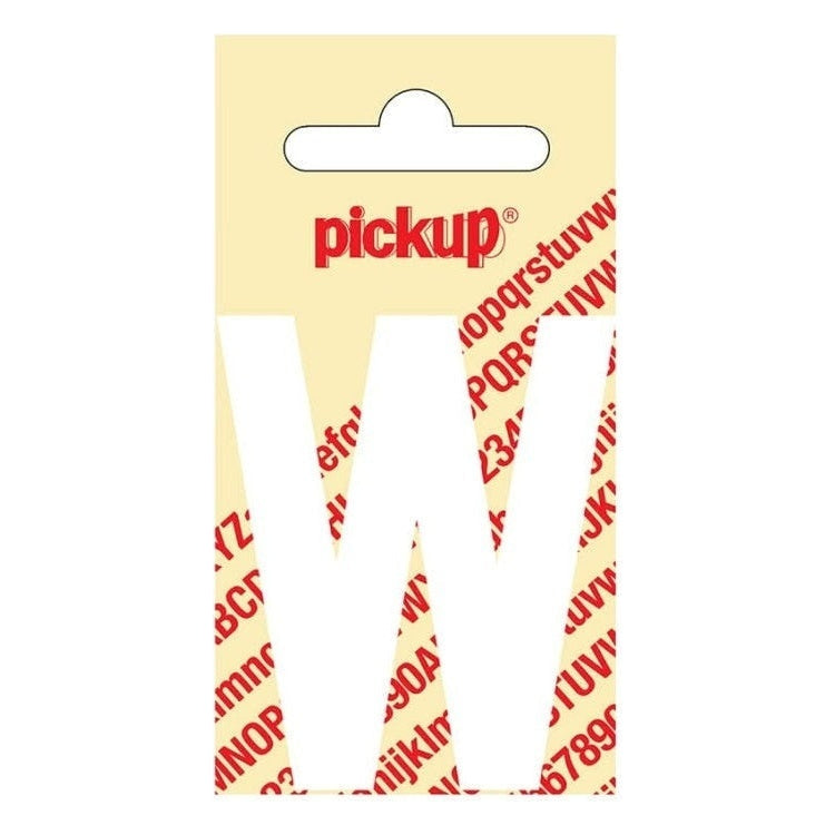 PU-WT-60mm-W PickUp sticker - Plakletter  W - Nobel - Wit - 60 mm