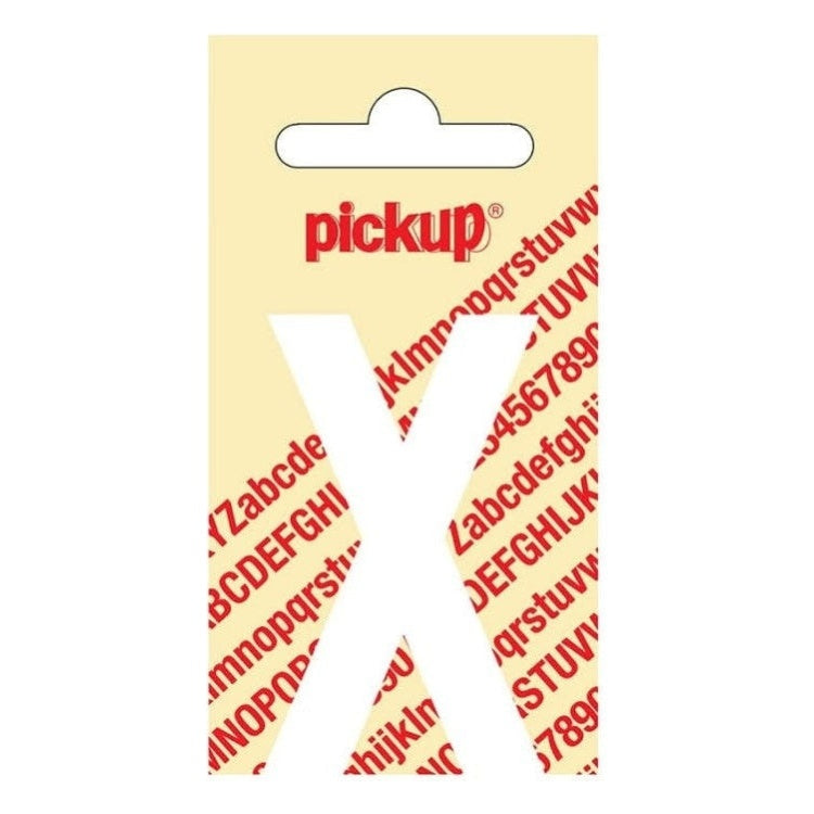 PU-WT-60mm-X PickUp sticker - Plakletter  X - Nobel - Wit - 60 mm