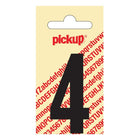 PU-ZW-60mm-4 PickUp sticker - Plakcijfer 4 - Nobel - Zwart - 60 mm