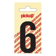 PU-ZW-60mm-6 PickUp sticker - Plakcijfer 6 - Nobel - Zwart - 60 mm