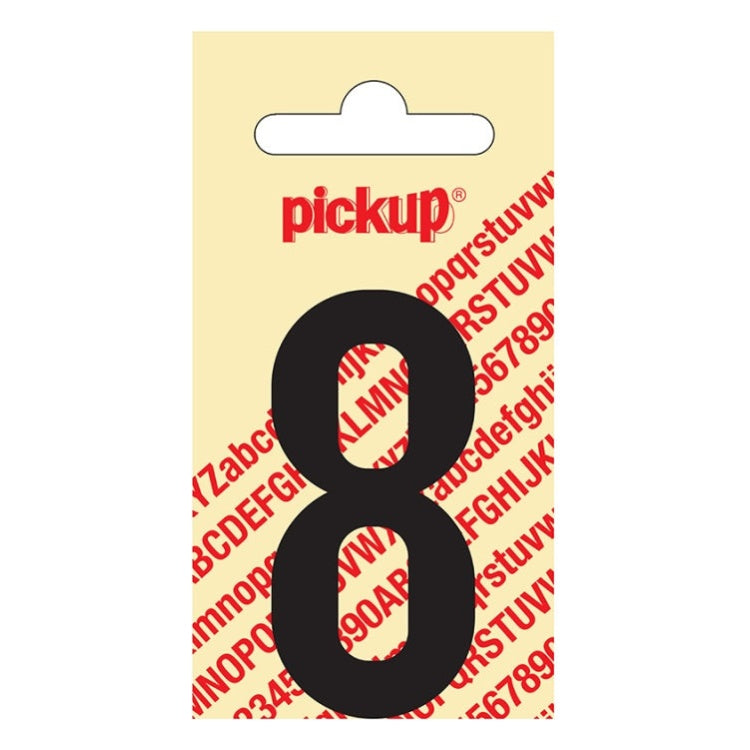 PU-ZW-60mm-8 PickUp sticker - Plakcijfer 8 - Nobel - Zwart - 60 mm