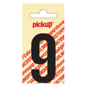 PU-ZW-60mm-9 PickUp sticker - Plakcijfer 9 - Nobel - Zwart - 60 mm