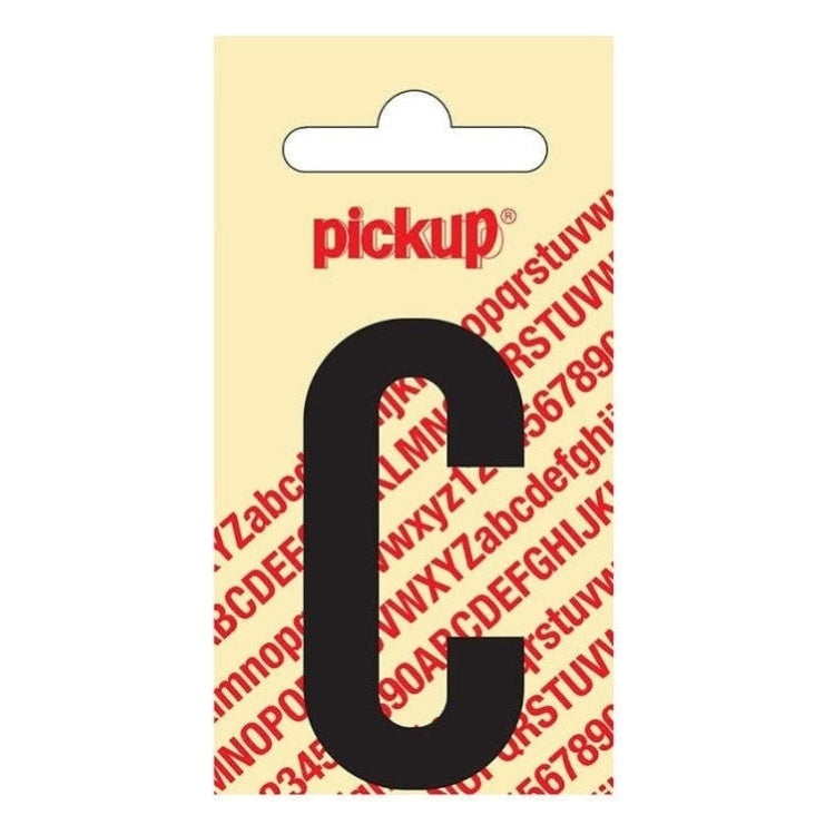 PU-ZW-60mm-C PickUp sticker - Plakletter  C - Nobel - Zwart - 60 mm
