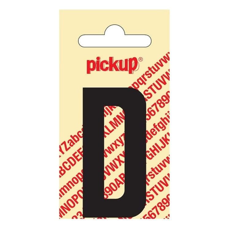 PU-ZW-60mm-D PickUp sticker - Plakletter  D - Nobel - Zwart - 60 mm