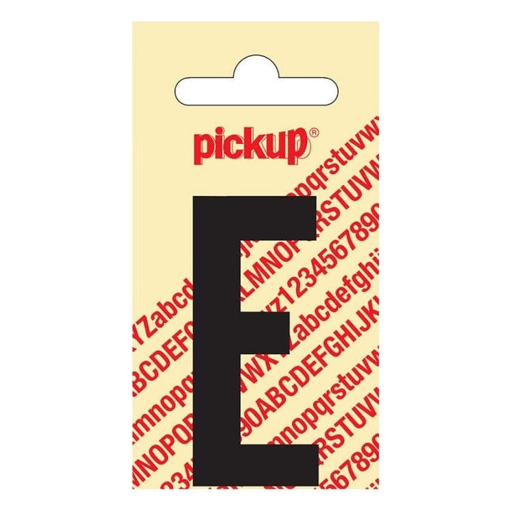 PU-ZW-60mm-E PickUp sticker - Plakletter  E - Nobel - Zwart - 60 mm