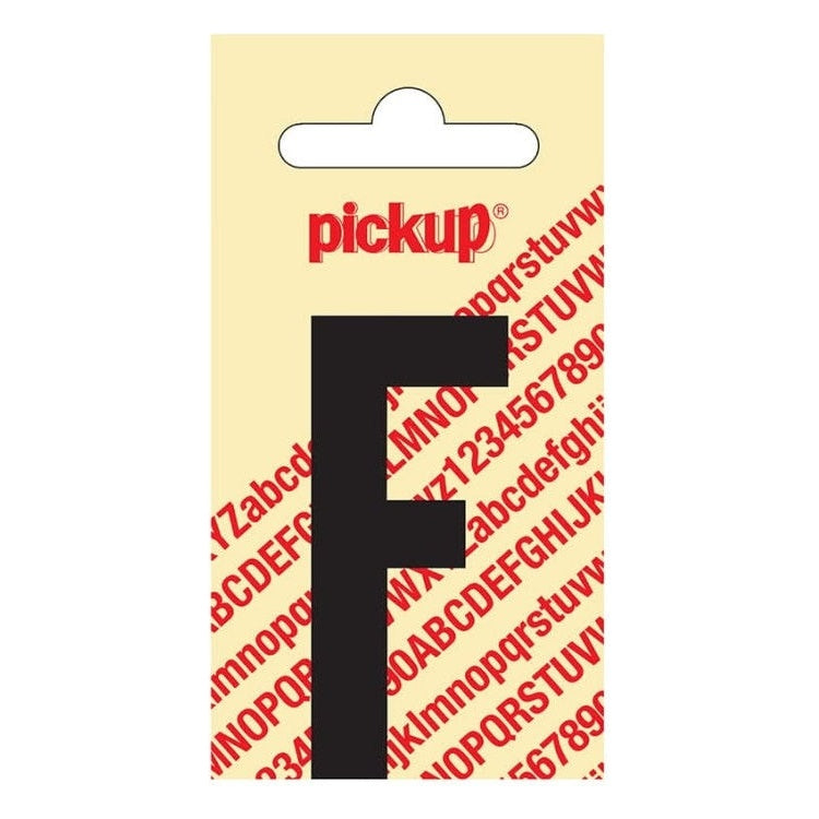 PU-ZW-60mm-F PickUp sticker - Plakletter  F - Nobel - Zwart - 60 mm