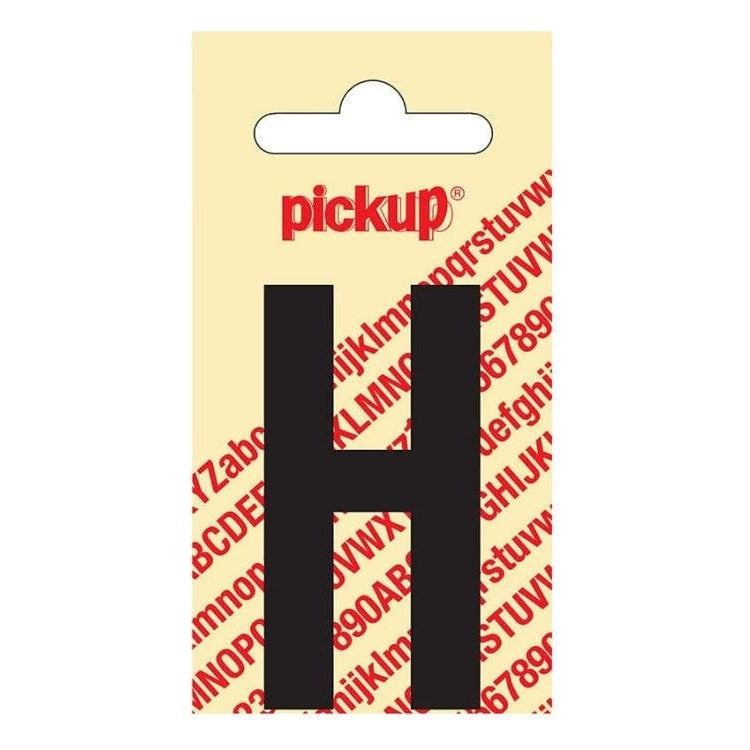 PU-ZW-60mm-H PickUp sticker - Plakletter  H - Nobel - Zwart - 60 mm