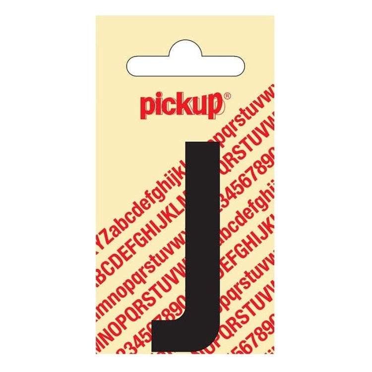 PU-ZW-60mm-J PickUp sticker - Plakletter  J - Nobel - Zwart - 60 mm