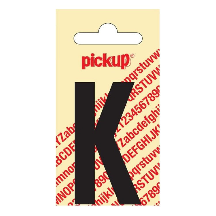 PU-ZW-60mm-K PickUp sticker - Plakletter  K - Nobel - Zwart - 60 mm