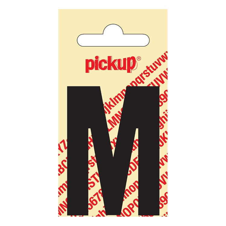 PU-ZW-60mm-M PickUp sticker - Plakletter  M - Nobel - Zwart - 60 mm