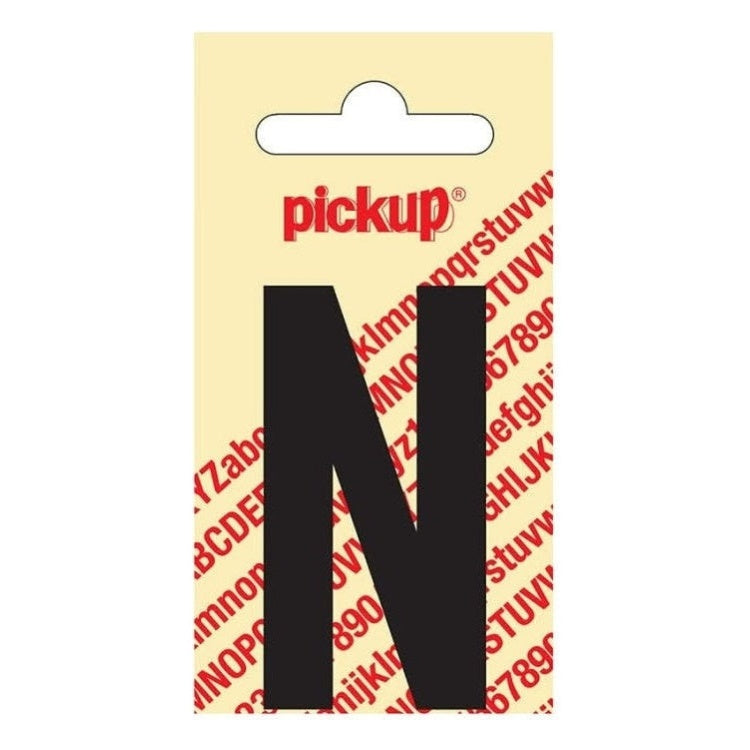 PU-ZW-60mm-N PickUp sticker - Plakletter  N - Nobel - Zwart - 60 mm